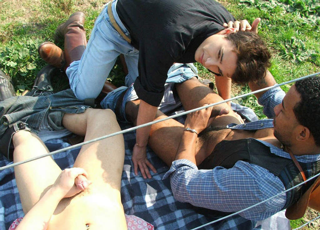 Three Rugged Latinos Strip Down For Outdoor Action